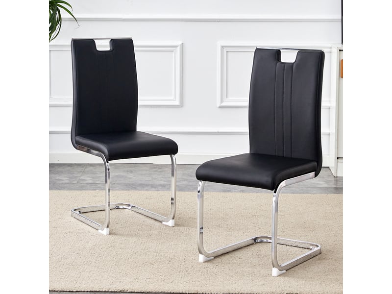  Set de 2 chaises cintrées en pu noir – style industriel et moderne  - Conforama B