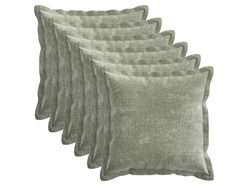  Lot de 6 housses de coussin houten vert 35 x 35 cm tissu chenille cf49872  - Conforama A