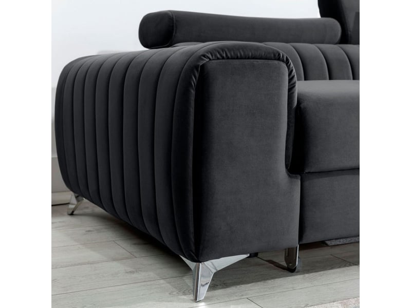  Canapé d'angle droit gris foncé convertible 3 places jayson convertible avec rangement  - Conforama C