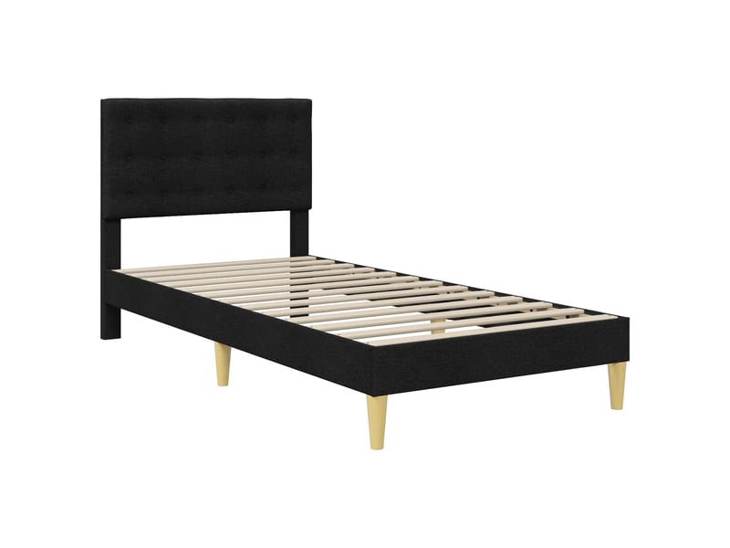  Lit simple- lit adulte -  cadre de lit avec tête de lit noir 100 x 200 cm tissu  - Conforama B