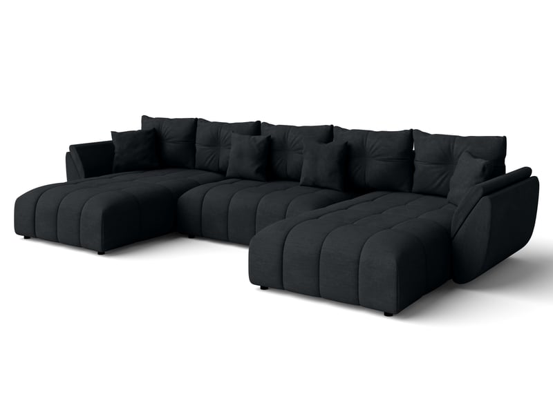  Canapé panoramique en u antalya 382 cm noir convertible Antalya-U - Conforama A