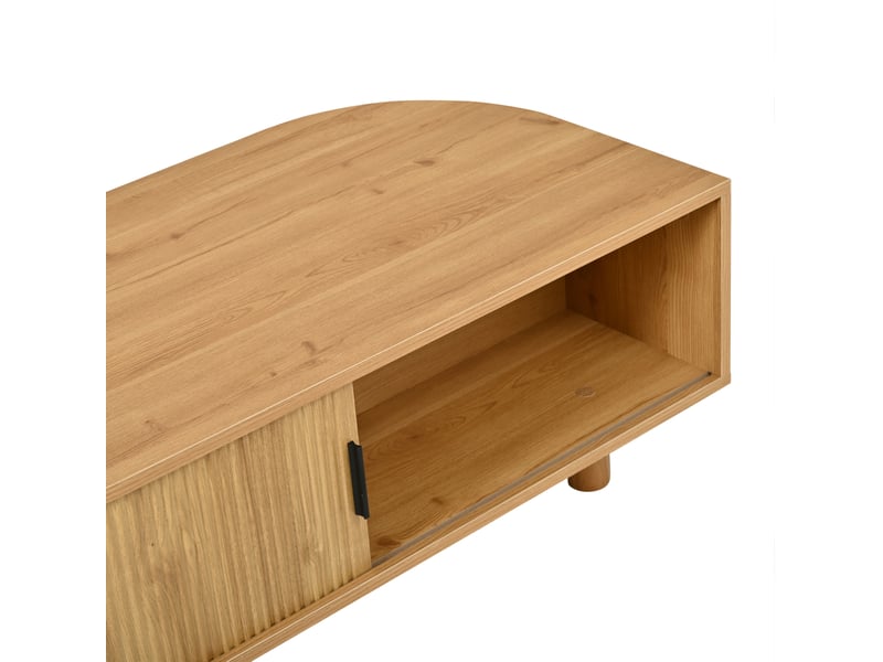  Table basse 100x50x35 cm 2 portes à rideau mdf couleur naturelle  - Conforama E