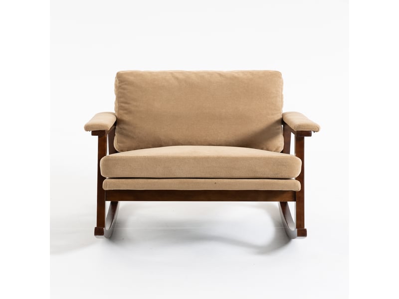  Fauteuil à bascule moderne avec cadre en bois, fauteuil de lecture pour chambre, 83x73x80 cm  - Conforama W