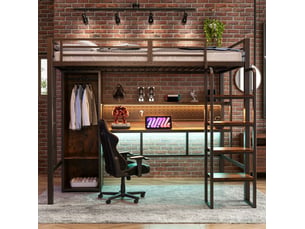 Lit mezzanine 90x200 cm VIVRYN coloris noir