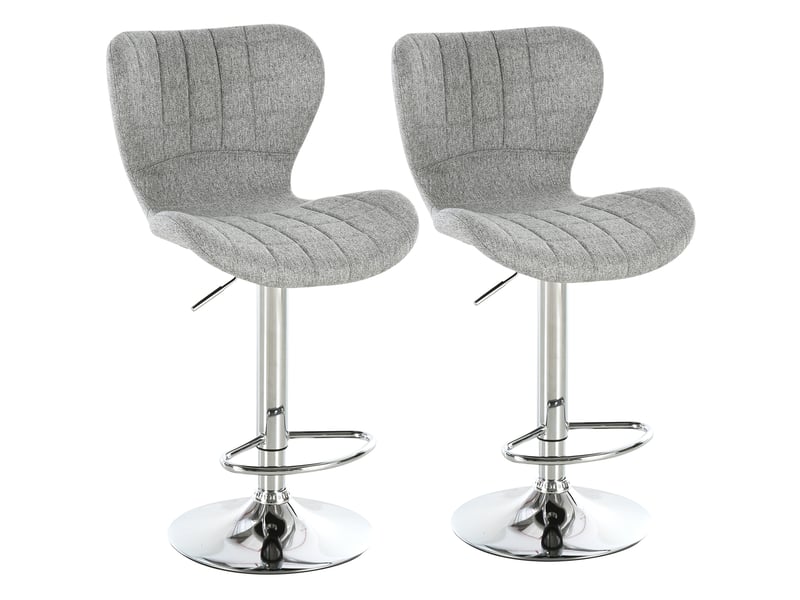  Lot de 2 tabourets de bar design contemporain hauteur d'assise réglable 59-81 cm pivotant 360° lin gris  - Conforama A