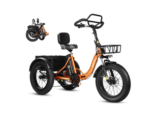 Tricycle électrique 20 pouces eskute t302pro, 48 v 250 w 20,8 ah, confort ergonomique, orange