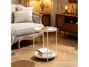 Table basse ronde avec 2 plateaux métalliques, structure stable, design moderne, pour salon et chambre, 44 × 44 × 53 cm