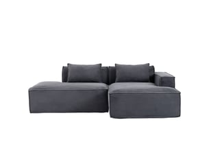 Canapé compact 235 cm 2 places gris - assise souple à ressorts ensachés avec 2 coussins