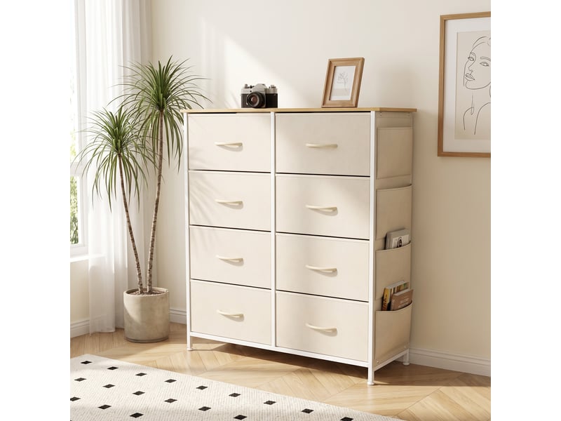  Commode 8 tiroirs 4 poches 2 crochets beige  - Conforama E