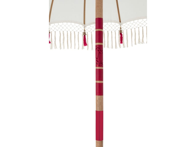  Parasol rond à franges flavie 180cm écru &amp; rose  - Conforama E