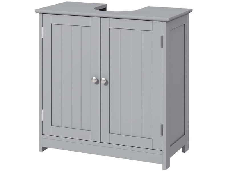  Meuble sous lavabo gris, placard 2 portes avec étagère, mdf, 60 x 30 x 60 cm  - Conforama B