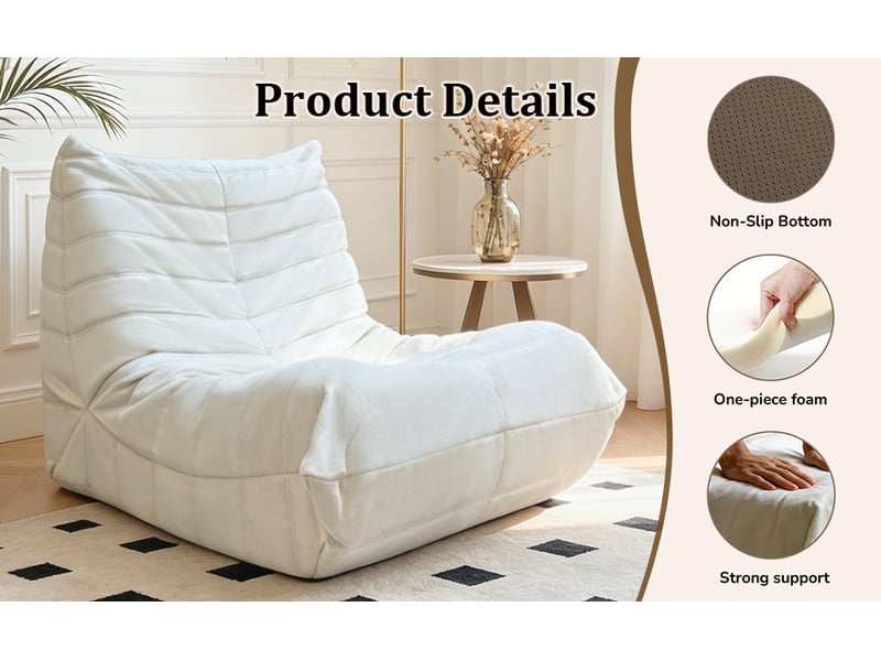 Pouf fauteuil moelleux au sol canapé confortable avec rembourrage en mousse de qualité idéal pour lire et se détendre - Conforama E