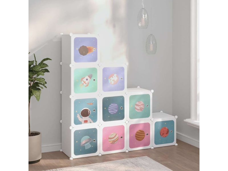  Armoire de rangement cubique pour enfants avec 10 cubes en pp blanc  - Conforama B