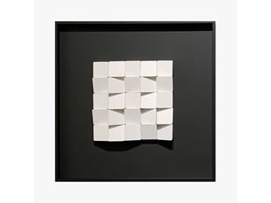 Tableau peinture à l'huile relief carré cadre aluminium noir - 50x50