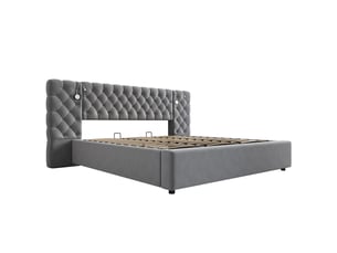 Lit coffre 180x200 cm   Qualité haut de gamme coloris gris
