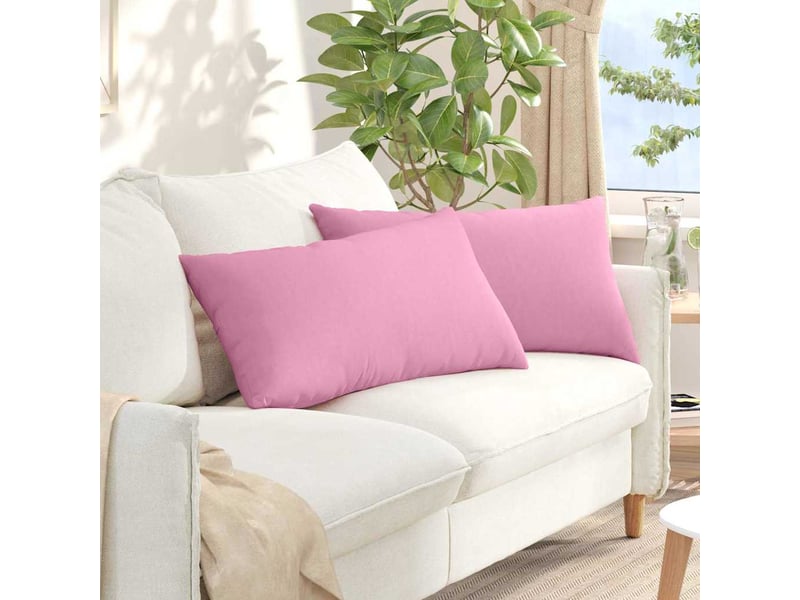 Lot de 2 coussins de canapé, coussins décoratifs tissu rose 80 x 40 cm cf58937 - Conforama B