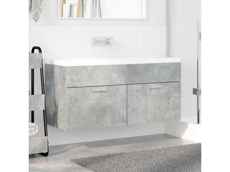  Armoire d'évier, meuble de rangement gris béton bois d'ingénierie  - Conforama D