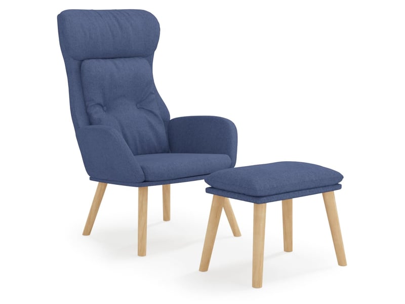  Vidaxl chaise de relaxation avec repose-pied bleu tissu  - Conforama A