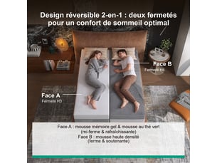 Matelas 140x200 cm <strong></strong>  <strong></strong> Mousse + mémoire de forme soutien Medium épaisseur 30 cm