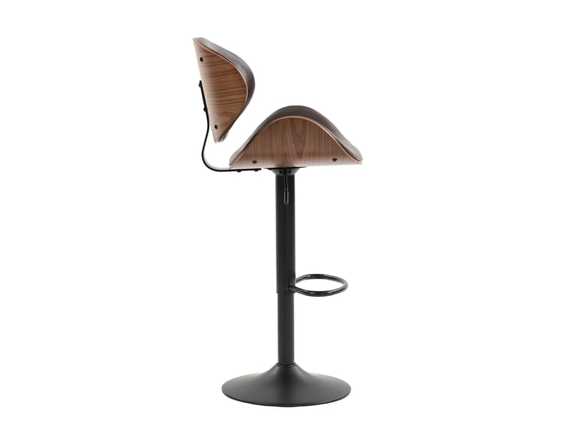  Tabourets de bar pivotants lot de 2 marron pu réglables en hauteur avec dossier ergonomique et repose-pieds  - Conforama D