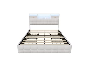 Lit avec rangement 140x200 cm Lonelyo coloris beige