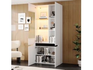 Vitrine coloris blanc 2 étagère(s) TCQPZ - 80 cmx180 cm