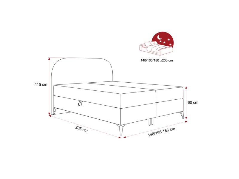  Lit coffre noelia - 140x200 cm - avec matelas - velours élégant brillant - crème NOELIA - Conforama E