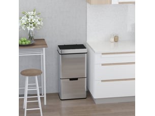 Poubelle tri sélectif 72 l 42 x 30 x 81 cm à capteur argentée