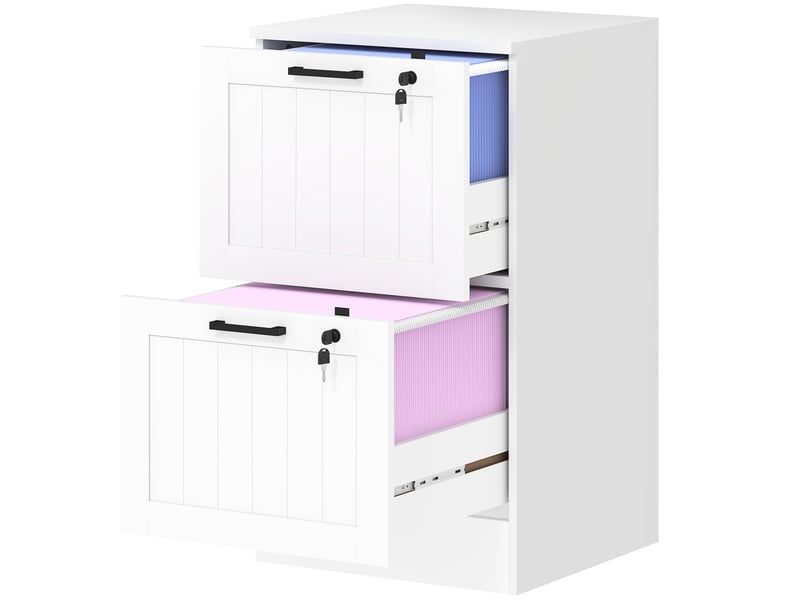  Caisson de bureau 2 tiroirs avec serrure blanc 40 x 40 x 71 cm  - Conforama B