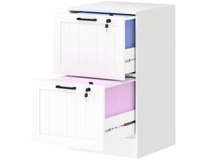 Caisson de bureau 2 tiroirs avec serrure blanc 40 x 40 x 71 cm
