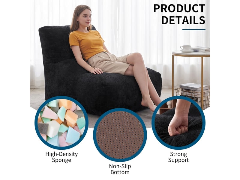  Pouf repose-pieds, coloris noir, dimensions : 94 x 131 x 80 cm  - Conforama D