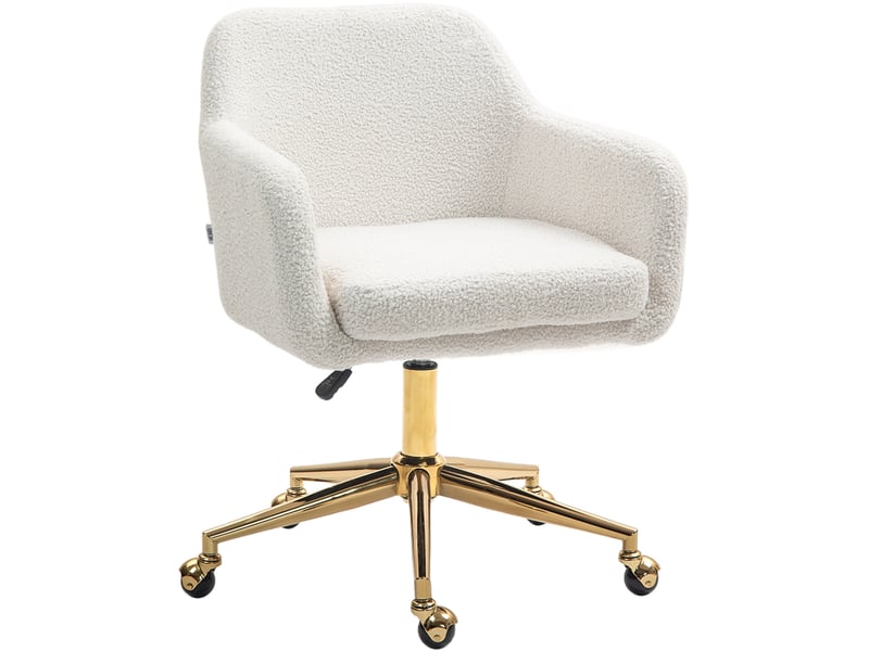  Fauteuil de bureau réglable crème en tissu, pivotant à 360° avec roulettes et accoudoirs rembourrés  - Conforama A