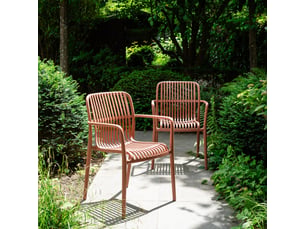 Lot de 2 chaises de jardin en résine terracotta paloma