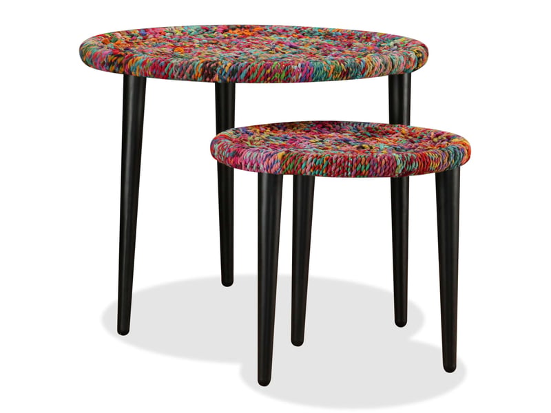  Table basse 2 pcs | table d'appoint détails tissés chindi multicolore  - Conforama D