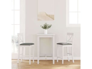 Lot de 2 tabouret de bar avec coussins en bois massif blanc et caoutchouc shl53367
