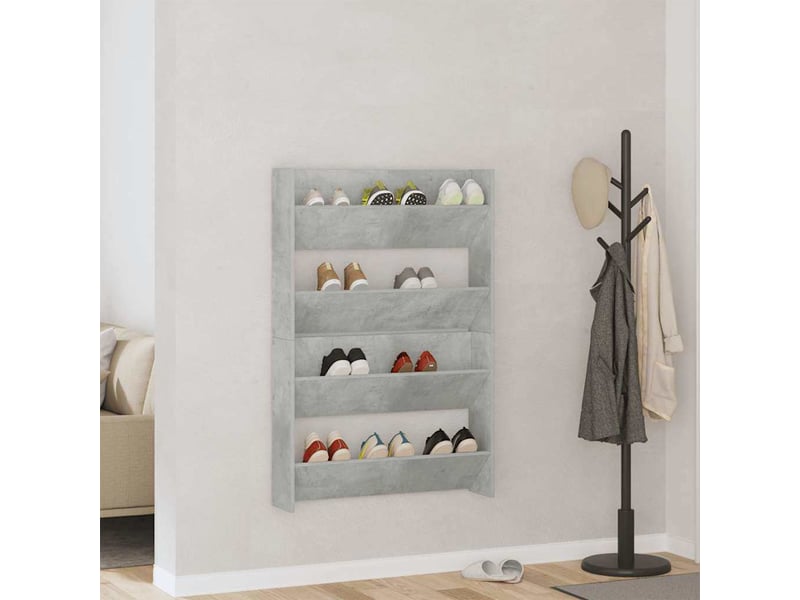  Armoires à chaussures murales 2 pcs gris béton 80x18x60 cm  - Conforama B