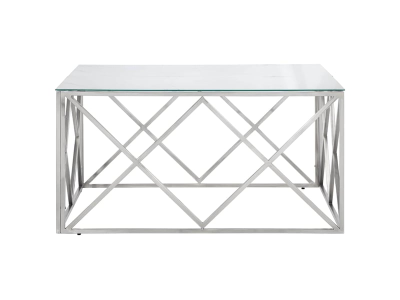  Table basse - table de salon - table à thé argenté acier inoxydable et verre trempé  - Conforama C