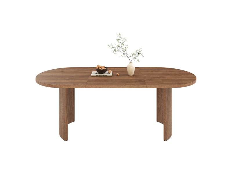  Table à manger 200 × 90 cm, plateau arrondi et pieds courbes, finition noyer Fay Lum - Conforama A
