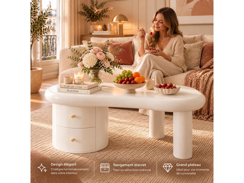  Table basse 108 cm coloris doré ORN621P266270W - Conforama C