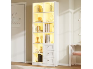 Bibliotheque coloris blanc 8 étagère(s) MIVRAY - 70 cm x 180 cm