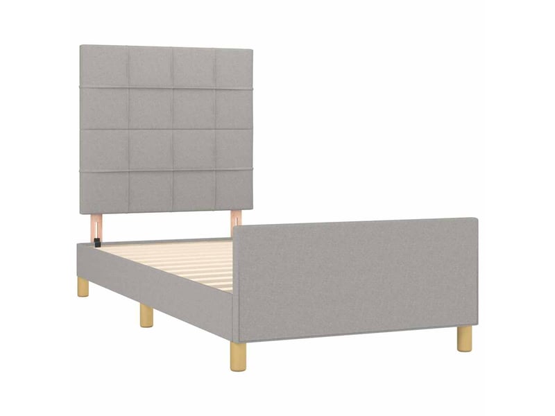  Lit simple- lit adulte -  cadre de lit sans matelas gris clair 100x200 cm tissu  - Conforama C