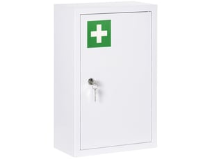 Armoire à pharmacie murale 30 x 14 x 46 cm blanche en acier, verrouillable avec 3 compartiments et 2 clés