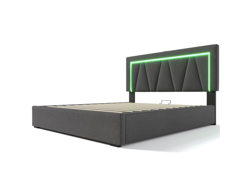  Lit coffre led 160x200 avec usb type-c et matelas evryae  - Conforama A