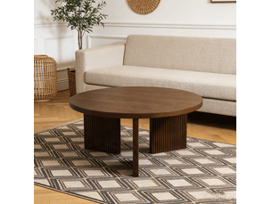 Table basse rond(e) coloris marron <strong>ELVMI</strong> <strong></strong> - 80 cmx80 cm