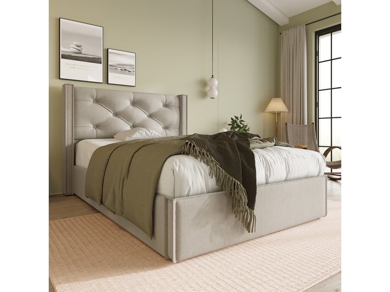  Lit enfant rembourré 90x200cm avec matelas, cadre de lit adulte avec sommier à lattes métalliques, gris clair, lit 1 personne  - Conforama D