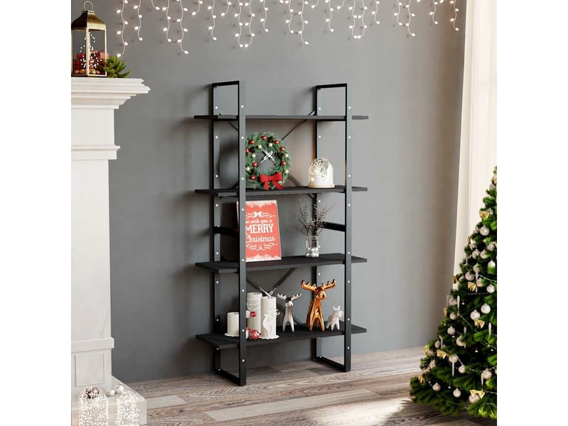  Bibliothèque à 4 niveaux, armoire à livres gris 80x30x140 cm bois d'ingénierie  - Conforama B