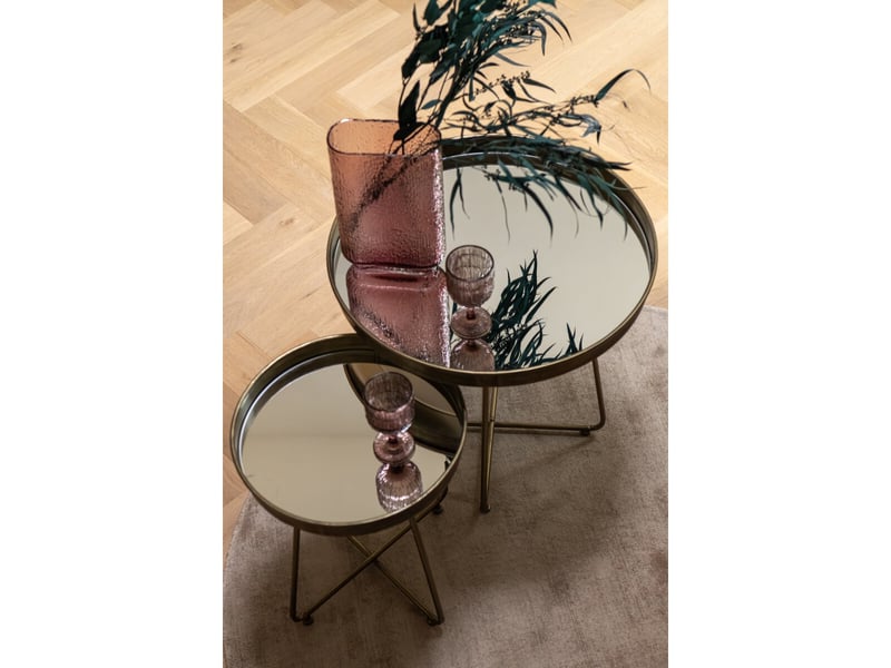  Lot de 2 tables d'appoint en métal nadja 62cm laiton  - Conforama E