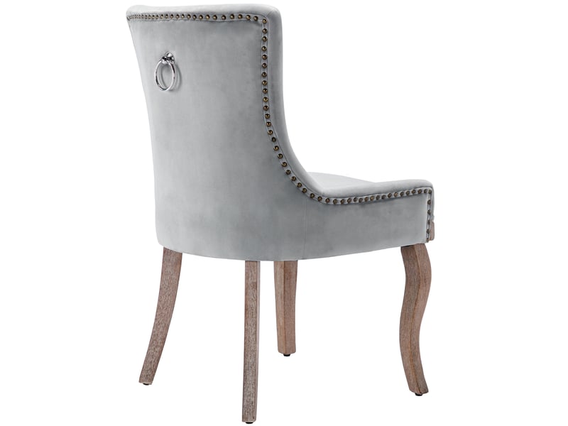  Lot de 2 chaises de salle à manger en velours gris avec pieds réglables  - Conforama A