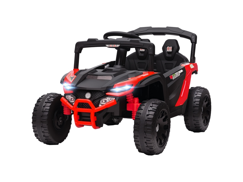  Voiture électrique enfant utv, buggy électrique enfant 12v 2 moteurs, télécommande, led, musique, klaxon, 3-8 ans, rouge  - Conforama B