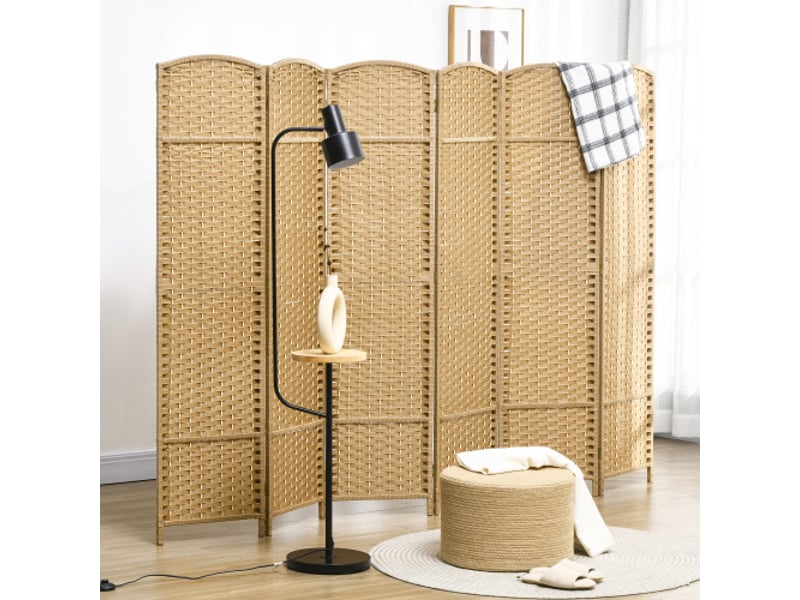 Paravent 6 panneaux en bambou pliable séparateur de pièce 240x170 cm, cloison intimité pour salon - Conforama D